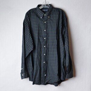Ralph Lauren Mens XXL Button Down Long Sleeve Shirt Plaid Navy Green Yellow Red